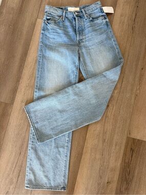 NWT Mother The Dodger Button Hoover Cuff Jeans in I Could Care Less Blue 24
